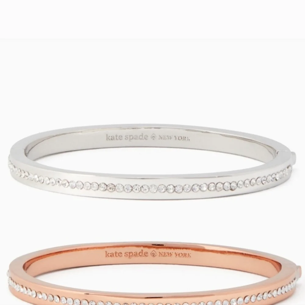 ❤️NEW w/TAG❤️ KATE SPADE SILVER PAVED SWAROVSKI CRYSTAL BANGLE BRACELET - Picture 4 of 14
